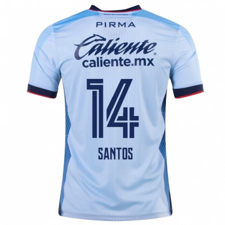Kandiny Kinder Eleisa Santos #14 Himmelblau Auswärtstrikot Trikot 2023/24 T-Shirt