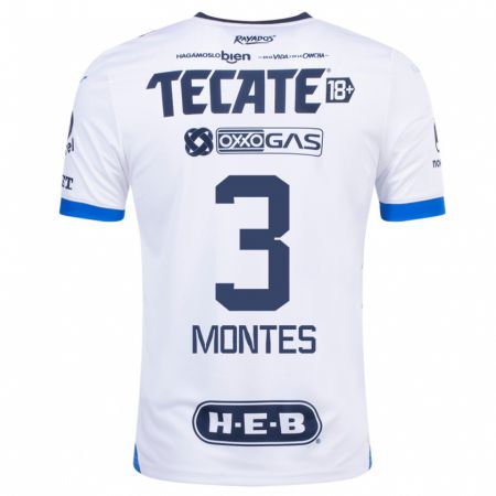 Kandiny Kinder Cesar Montes #3 Weiß Auswärtstrikot Trikot 2023/24 T-Shirt