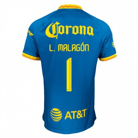 Kandiny Kinder Luis Malagón #1 Blau Auswärtstrikot Trikot 2023/24 T-Shirt