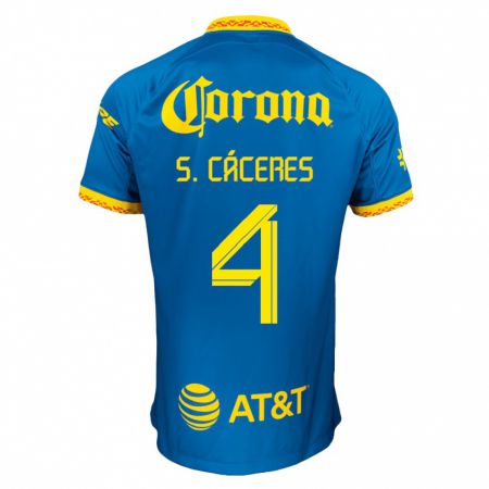 Kandiny Kinder Sebastián Cáceres #4 Blau Auswärtstrikot Trikot 2023/24 T-Shirt