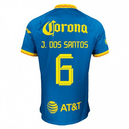 Kandiny Kinder Jonathan Dos Santos #6 Blau Auswärtstrikot Trikot 2023/24 T-Shirt