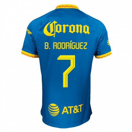 Kandiny Kinder Brian Rodríguez #7 Blau Auswärtstrikot Trikot 2023/24 T-Shirt