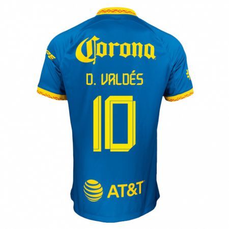 Kandiny Kinder Diego Valdés #10 Blau Auswärtstrikot Trikot 2023/24 T-Shirt