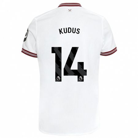 Kandiny Herren Mohammed Kudus #14 Weiß Auswärtstrikot Trikot 2023/24 T-Shirt