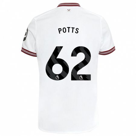 Kandiny Herren Freddie Potts #62 Weiß Auswärtstrikot Trikot 2023/24 T-Shirt
