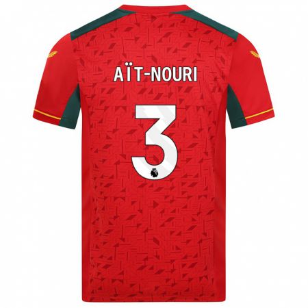 Kandiny Herren Rayan Aït-Nouri #3 Rot Auswärtstrikot Trikot 2023/24 T-Shirt