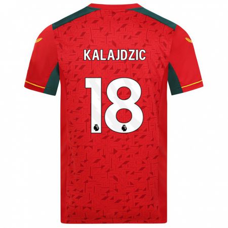 Kandiny Herren Sasa Kalajdzic #18 Rot Auswärtstrikot Trikot 2023/24 T-Shirt