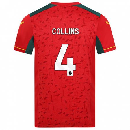 Kandiny Herren Nathan Collins #4 Rot Auswärtstrikot Trikot 2023/24 T-Shirt