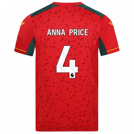 Kandiny Herren Anna Price #4 Rot Auswärtstrikot Trikot 2023/24 T-Shirt
