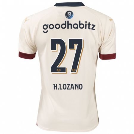 Kandiny Herren Hirving Lozano #27 Cremefarben Auswärtstrikot Trikot 2023/24 T-Shirt