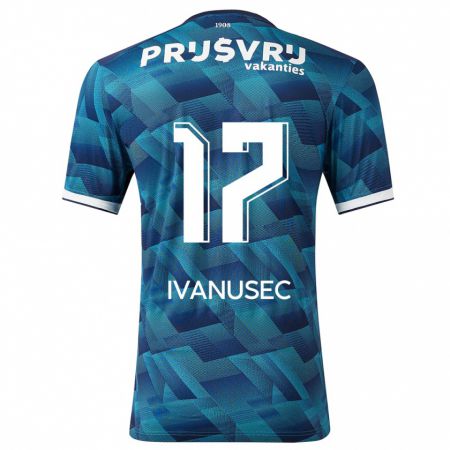 Kandiny Herren Luka Ivanusec #17 Blau Auswärtstrikot Trikot 2023/24 T-Shirt