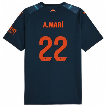 Kandiny Herren Alberto Marí #22 Marineblau Auswärtstrikot Trikot 2023/24 T-Shirt