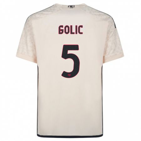 Kandiny Herren Lovro Golic #5 Cremefarben Auswärtstrikot Trikot 2023/24 T-Shirt