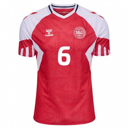 Kandiny Kinder Dänische Karen Holmgaard #6 Rot Heimtrikot Trikot 24-26 T-Shirt