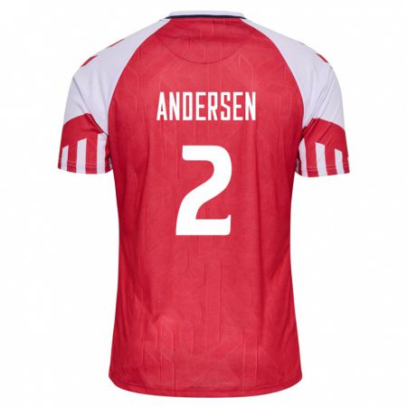 Kandiny Kinder Dänische Joachim Andersen #2 Rot Heimtrikot Trikot 24-26 T-Shirt