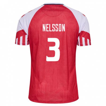 Kandiny Kinder Dänische Victor Nelsson #3 Rot Heimtrikot Trikot 24-26 T-Shirt