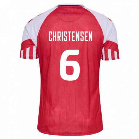 Kandiny Kinder Dänische Andreas Christensen #6 Rot Heimtrikot Trikot 24-26 T-Shirt