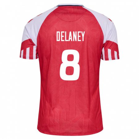 Kandiny Kinder Dänische Thomas Delaney #8 Rot Heimtrikot Trikot 24-26 T-Shirt