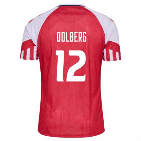 Kandiny Kinder Dänische Kasper Dolberg #12 Rot Heimtrikot Trikot 24-26 T-Shirt