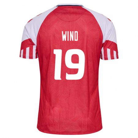 Kandiny Kinder Dänische Jonas Wind #19 Rot Heimtrikot Trikot 24-26 T-Shirt