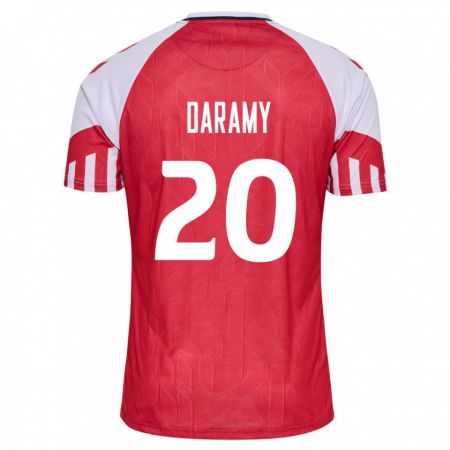 Kandiny Kinder Dänische Mohamed Daramy #20 Rot Heimtrikot Trikot 24-26 T-Shirt
