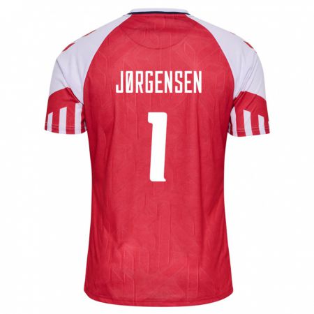 Kandiny Kinder Dänische Filip Jørgensen #1 Rot Heimtrikot Trikot 24-26 T-Shirt