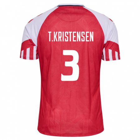 Kandiny Kinder Dänische Thomas Kristensen #3 Rot Heimtrikot Trikot 24-26 T-Shirt