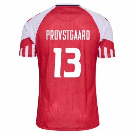 Kandiny Kinder Dänische Oliver Provstgaard #13 Rot Heimtrikot Trikot 24-26 T-Shirt