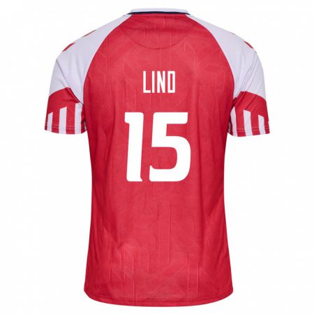 Kandiny Kinder Dänische Victor Lind #15 Rot Heimtrikot Trikot 24-26 T-Shirt