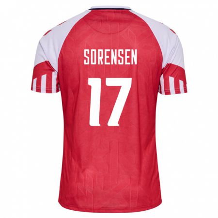Kandiny Kinder Dänische Oliver Sörensen #17 Rot Heimtrikot Trikot 24-26 T-Shirt