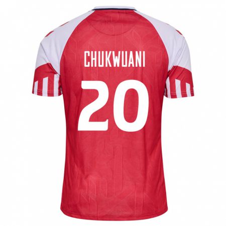 Kandiny Kinder Dänische Tochi Chukwuani #20 Rot Heimtrikot Trikot 24-26 T-Shirt