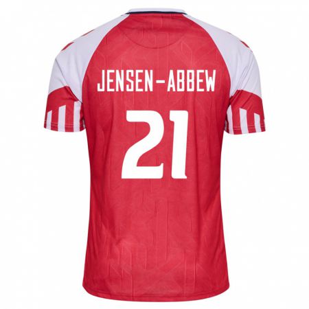 Kandiny Kinder Dänische Jonas Jensen-Abbew #21 Rot Heimtrikot Trikot 24-26 T-Shirt