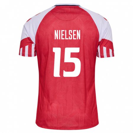 Kandiny Kinder Dänische Villads Nielsen #15 Rot Heimtrikot Trikot 24-26 T-Shirt