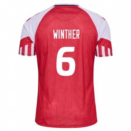 Kandiny Kinder Dänische Casper Winther #6 Rot Heimtrikot Trikot 24-26 T-Shirt