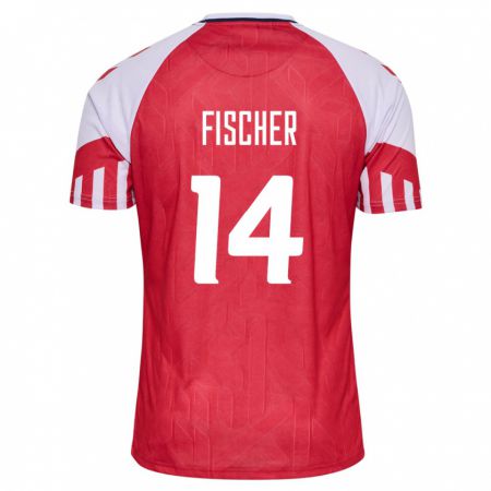 Kandiny Kinder Dänische Mikkel Fischer #14 Rot Heimtrikot Trikot 24-26 T-Shirt