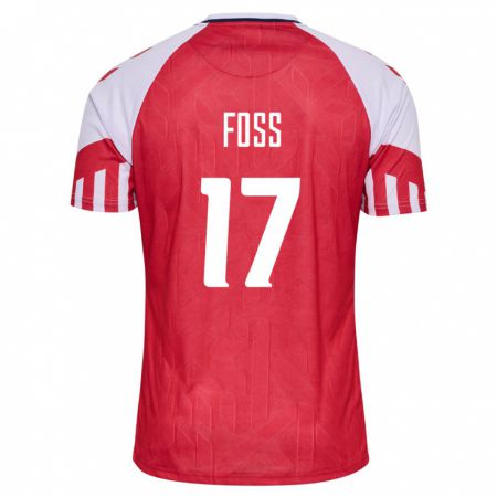Kandiny Kinder Dänische Jonathan Foss #17 Rot Heimtrikot Trikot 24-26 T-Shirt