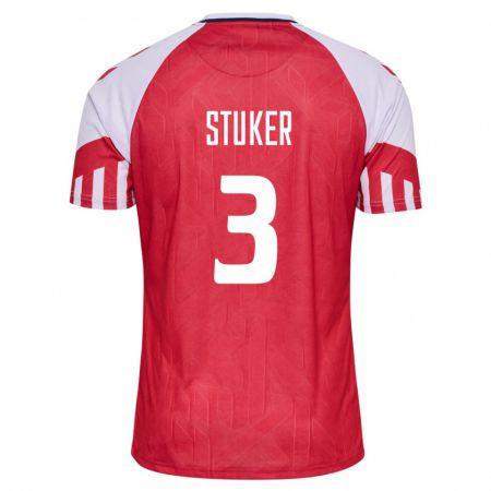 Kandiny Kinder Dänische Simon Stüker #3 Rot Heimtrikot Trikot 24-26 T-Shirt