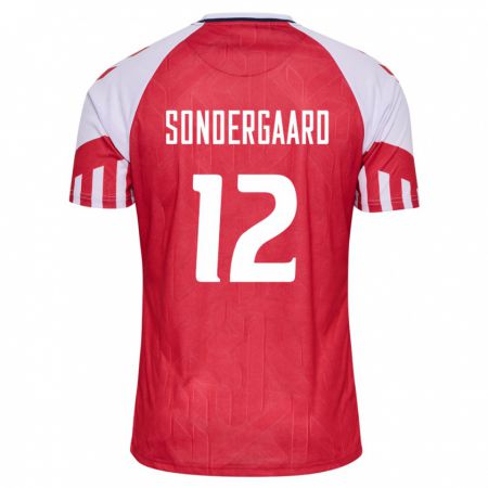 Kandiny Kinder Dänische Philip Söndergaard #12 Rot Heimtrikot Trikot 24-26 T-Shirt