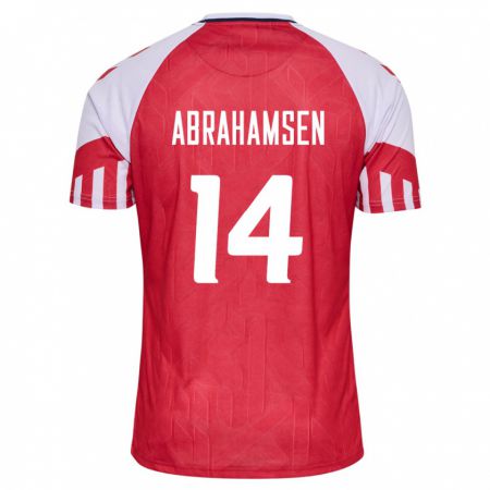 Kandiny Kinder Dänische Mads Abrahamsen #14 Rot Heimtrikot Trikot 24-26 T-Shirt