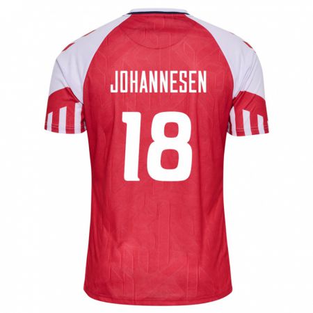 Kandiny Kinder Dänische Sofus Johannesen #18 Rot Heimtrikot Trikot 24-26 T-Shirt