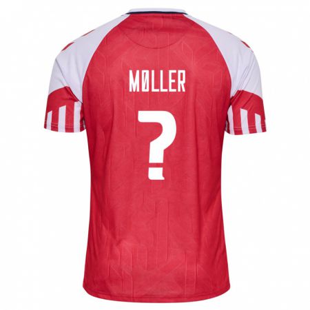 Kandiny Kinder Dänische William Møller #0 Rot Heimtrikot Trikot 24-26 T-Shirt