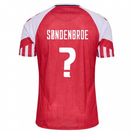 Kandiny Kinder Dänische Andreas Søndenbroe #0 Rot Heimtrikot Trikot 24-26 T-Shirt