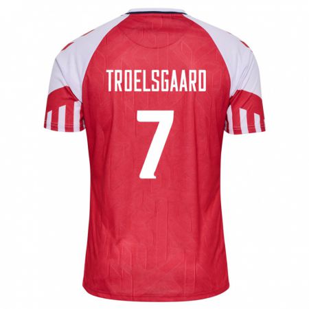 Kandiny Kinder Dänische Sanne Troelsgaard #7 Rot Heimtrikot Trikot 24-26 T-Shirt