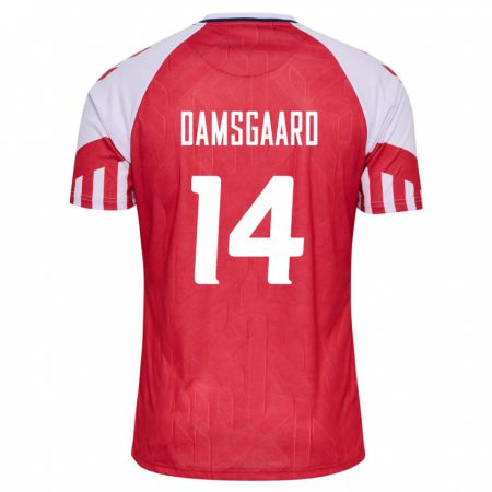 Kandiny Kinder Dänische Mikkel Damsgaard #14 Rot Heimtrikot Trikot 24-26 T-Shirt