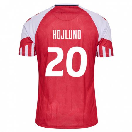 Kandiny Kinder Dänische Rasmus Hojlund #20 Rot Heimtrikot Trikot 24-26 T-Shirt