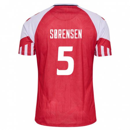 Kandiny Kinder Dänische Simone Boye Sorensen #5 Rot Heimtrikot Trikot 24-26 T-Shirt