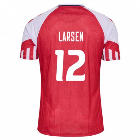 Kandiny Kinder Dänische Stine Larsen #12 Rot Heimtrikot Trikot 24-26 T-Shirt