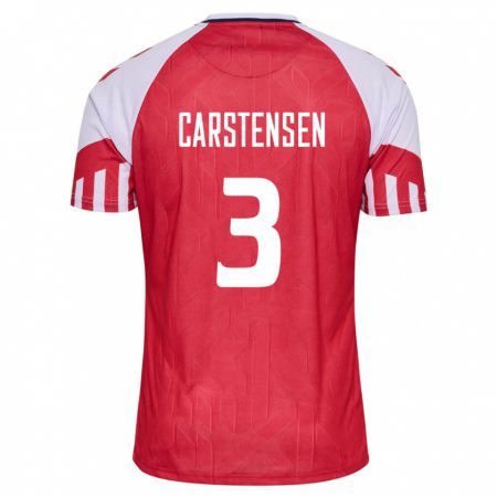 Kandiny Kinder Dänische Rasmus Carstensen #3 Rot Heimtrikot Trikot 24-26 T-Shirt