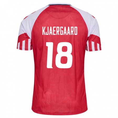 Kandiny Kinder Dänische Maurits Kjaergaard #18 Rot Heimtrikot Trikot 24-26 T-Shirt