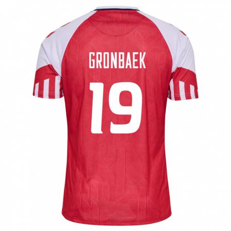 Kandiny Kinder Dänische Albert Gronbaek #19 Rot Heimtrikot Trikot 24-26 T-Shirt